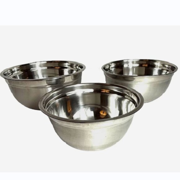 Stainless Steel Mixing Bowls w/ Lids Set of 3 Small Nesting Kitchen Storage NEW - Picture 1 of 5